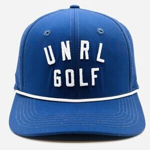 UNRL Golf Cap Hat One Size Blue Rope Snapback Perforated Strapback Mid Pro